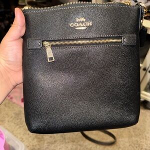 Coach Black Mini Rowan File Bag Crossbody with Gold Hardware